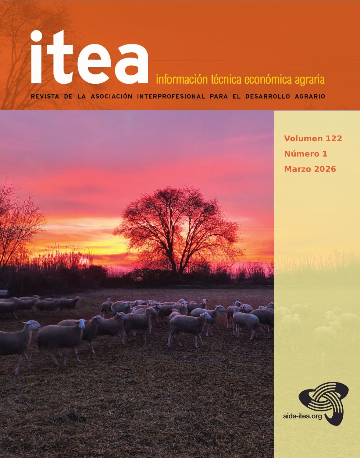Portada del volumen 122(1) de ITEA: rebaño de ovejas al amanecer
